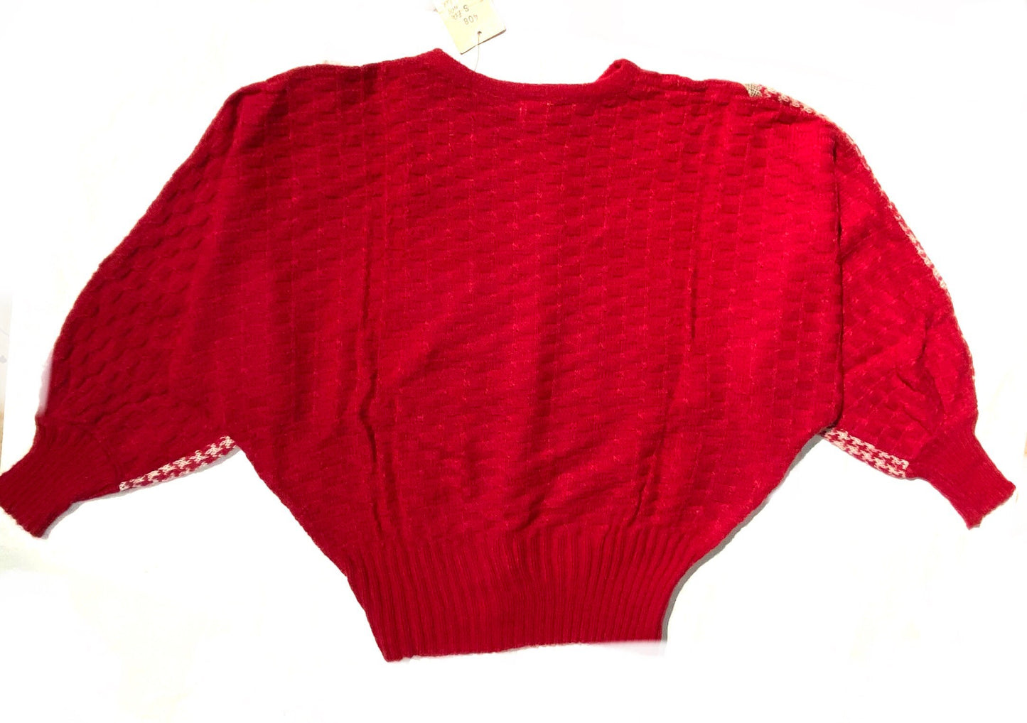 Dessy Couture mohair blend bag-sleeve crop top geometrical patterned sweater 70s BNWT Italy