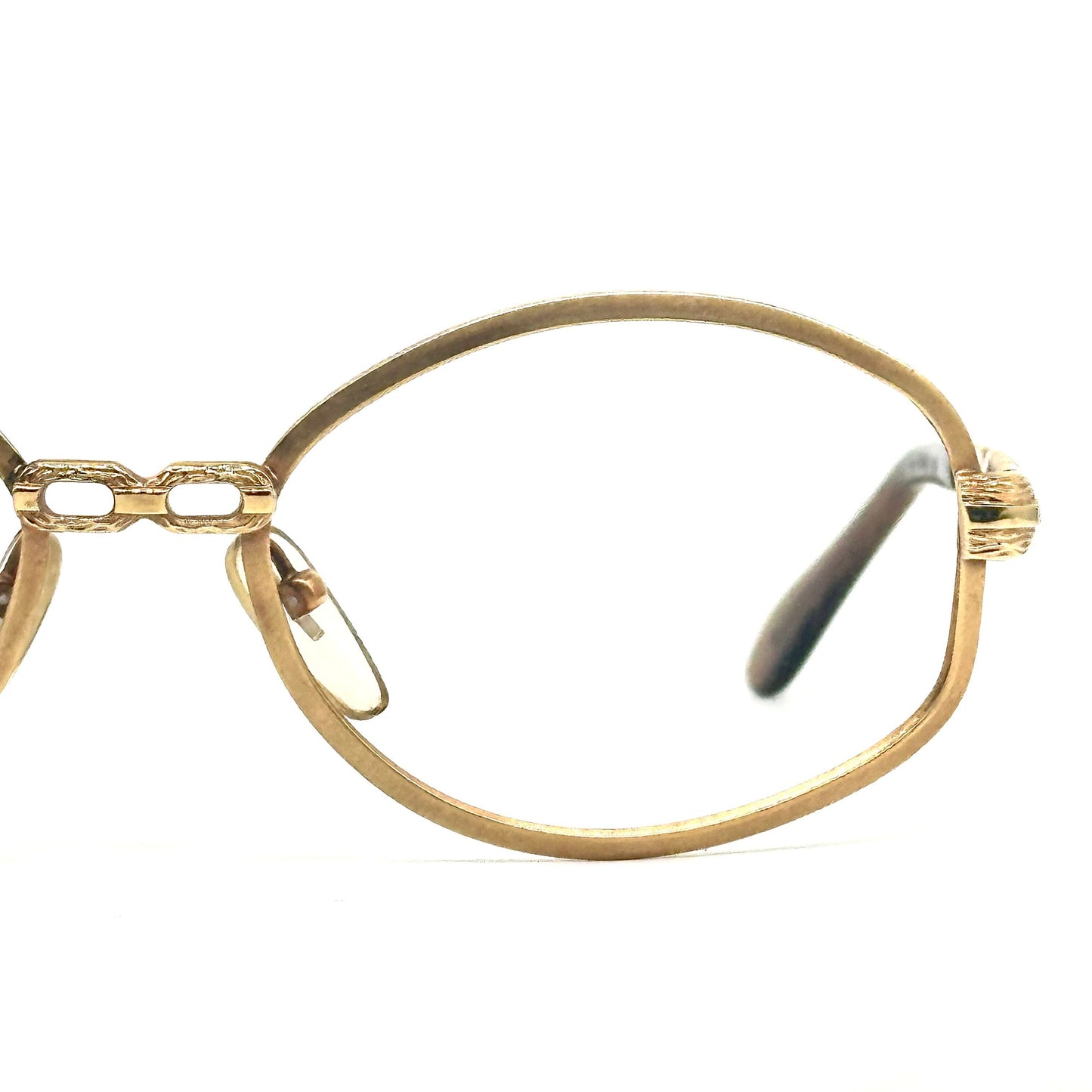 Nigura 813G Japan gold filled oval frames w jewel cutoff - chain designer temples, rare
