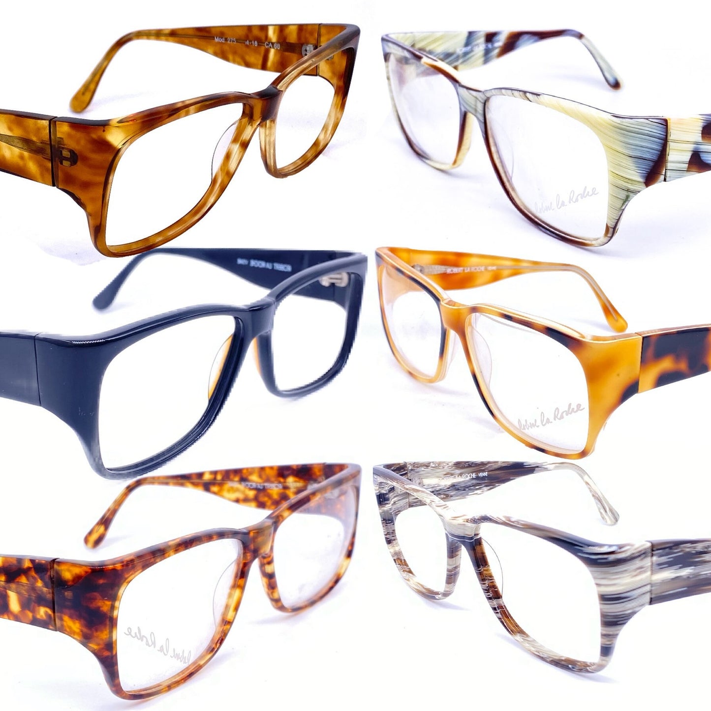 Robert La Roche beautiful square acetate frames in 6 colorways, mint NOS 80s