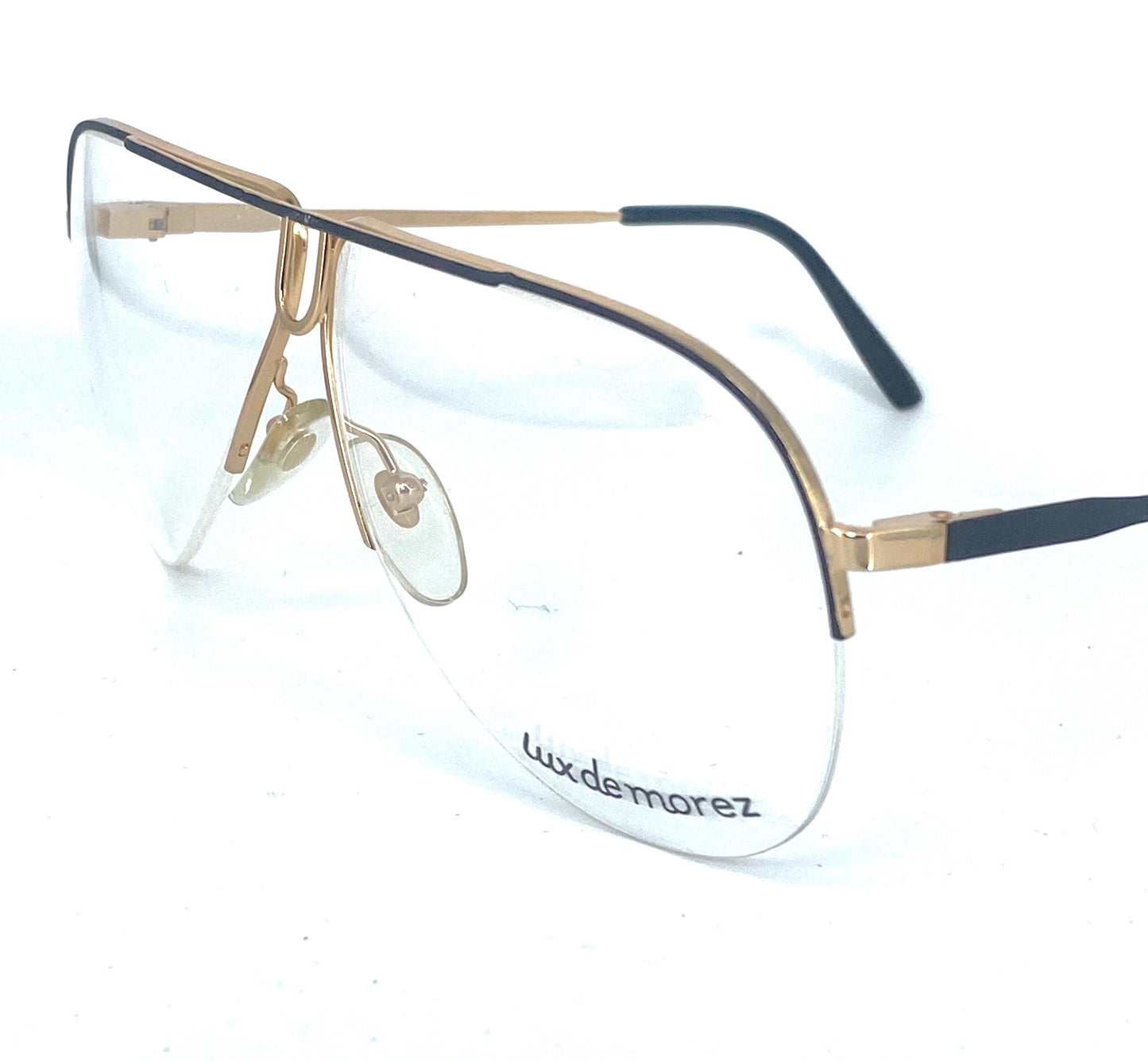 Lux De Morez avant-garde golden metal aviator frames made in France, NOS 80s 2 variants