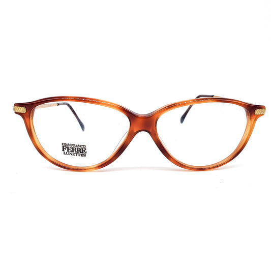 Gianfranco Ferre GFF 72 vintage oval blonde cello eyeglasses, 1980s NOS Italy