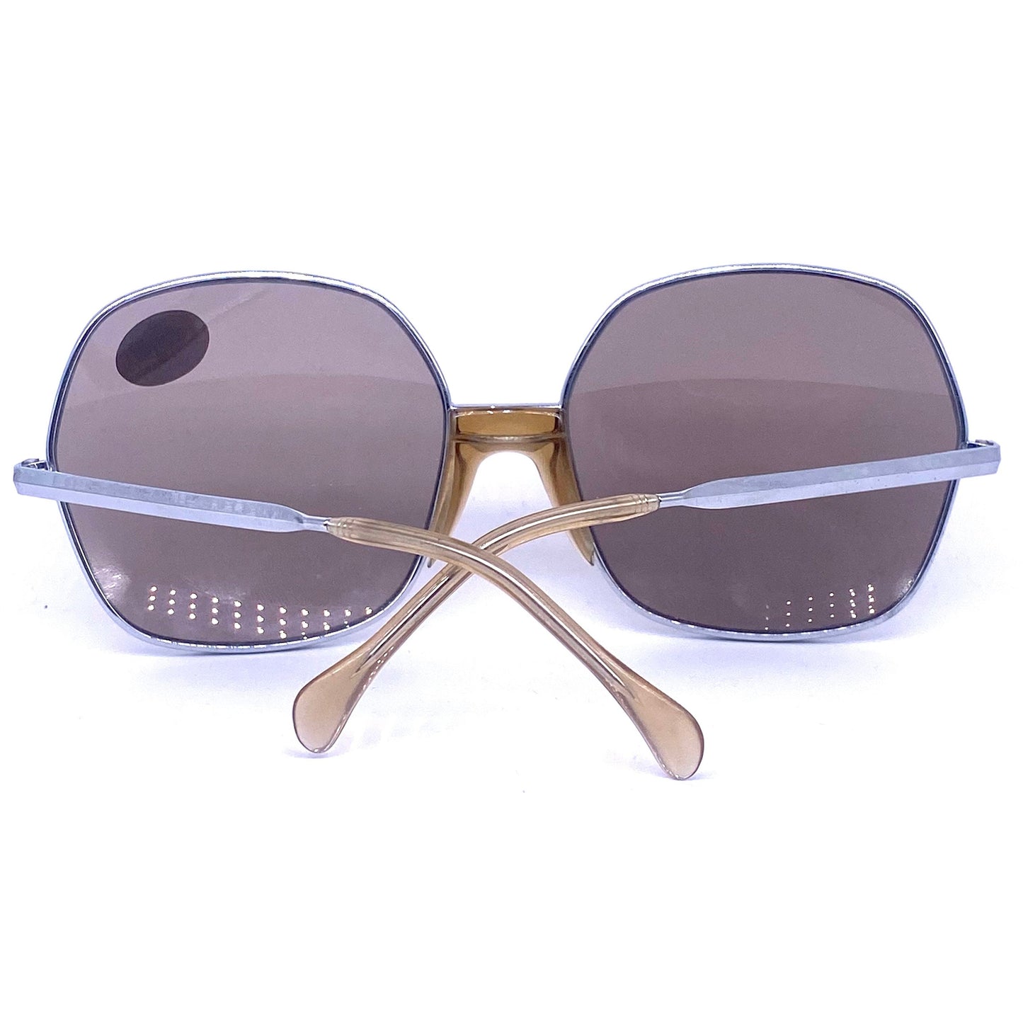 Viennaline 538 square oversized silver metal sunglasses, funky style with brown or grey lenses,  1970s NOS Austria