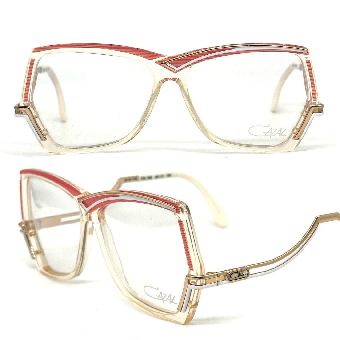 Cazal 178 collectors’ square oversized eyeglasses w asymmetrical details, NOS 80s W. Germany
