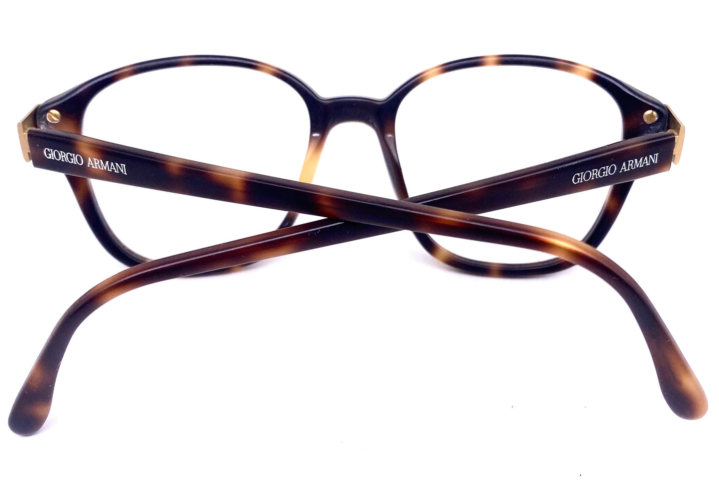 Giorgio Armani 307 tortoise square eyeglasses with matte gold hinges, NOS 80s Italy