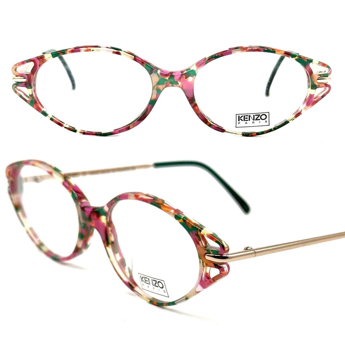 Kenzo Pompei K157 eyeglasses frames in a colorful speckled cello,80s hand made France