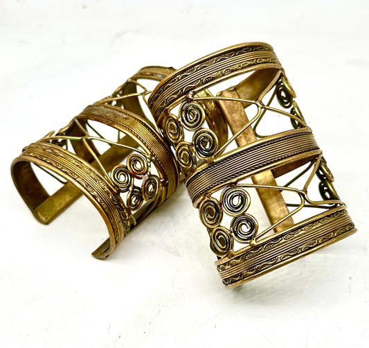 Indian traditional brass cable bangles, adjustable size, pair or single