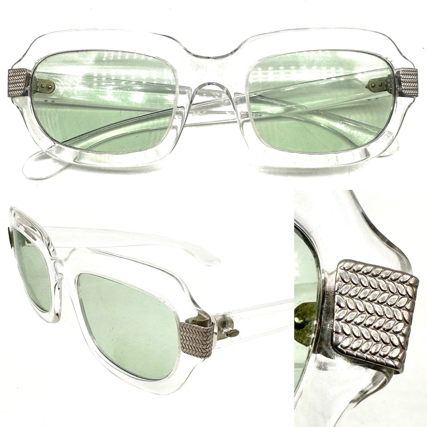 Sirtori 60s Dolce Vita lucite sunglasses w- industrial silver metal detail, beautiful & in great condition