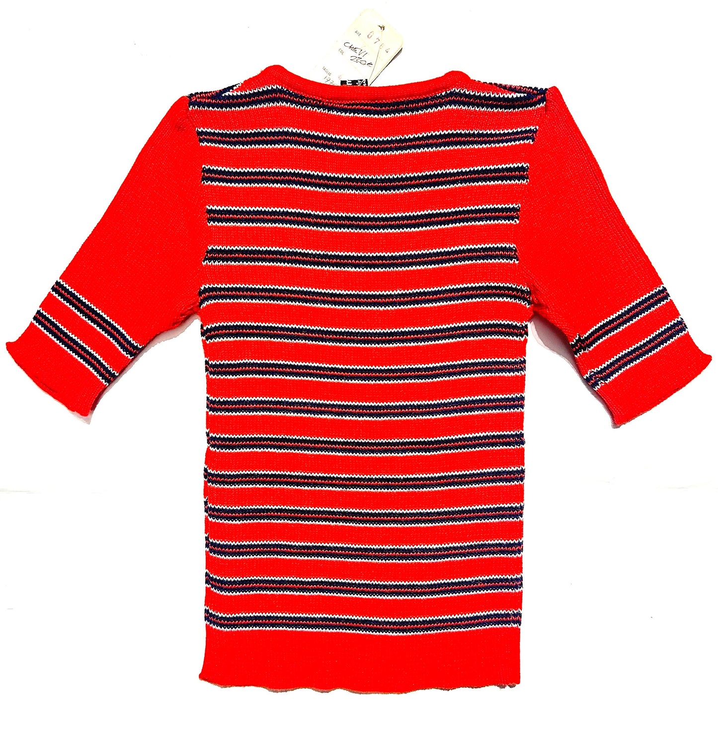 MmaBéne 1970s preppy red/navy/white striped wool knit short sleeved ladies top/ t-shirt, BNWT