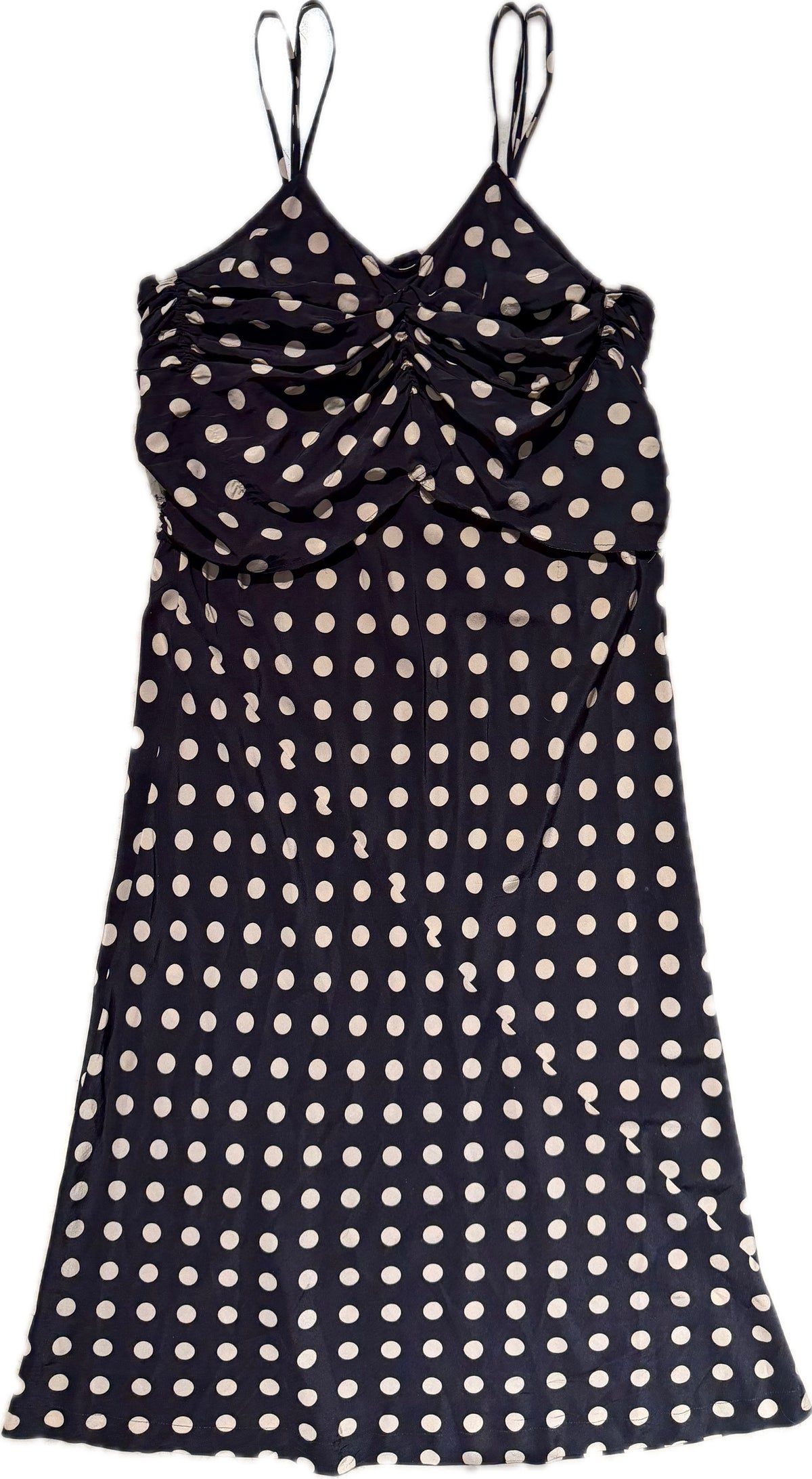 Comme Des Garçons black silk polka dot long dress, classy minimalist design, sz M, Mint