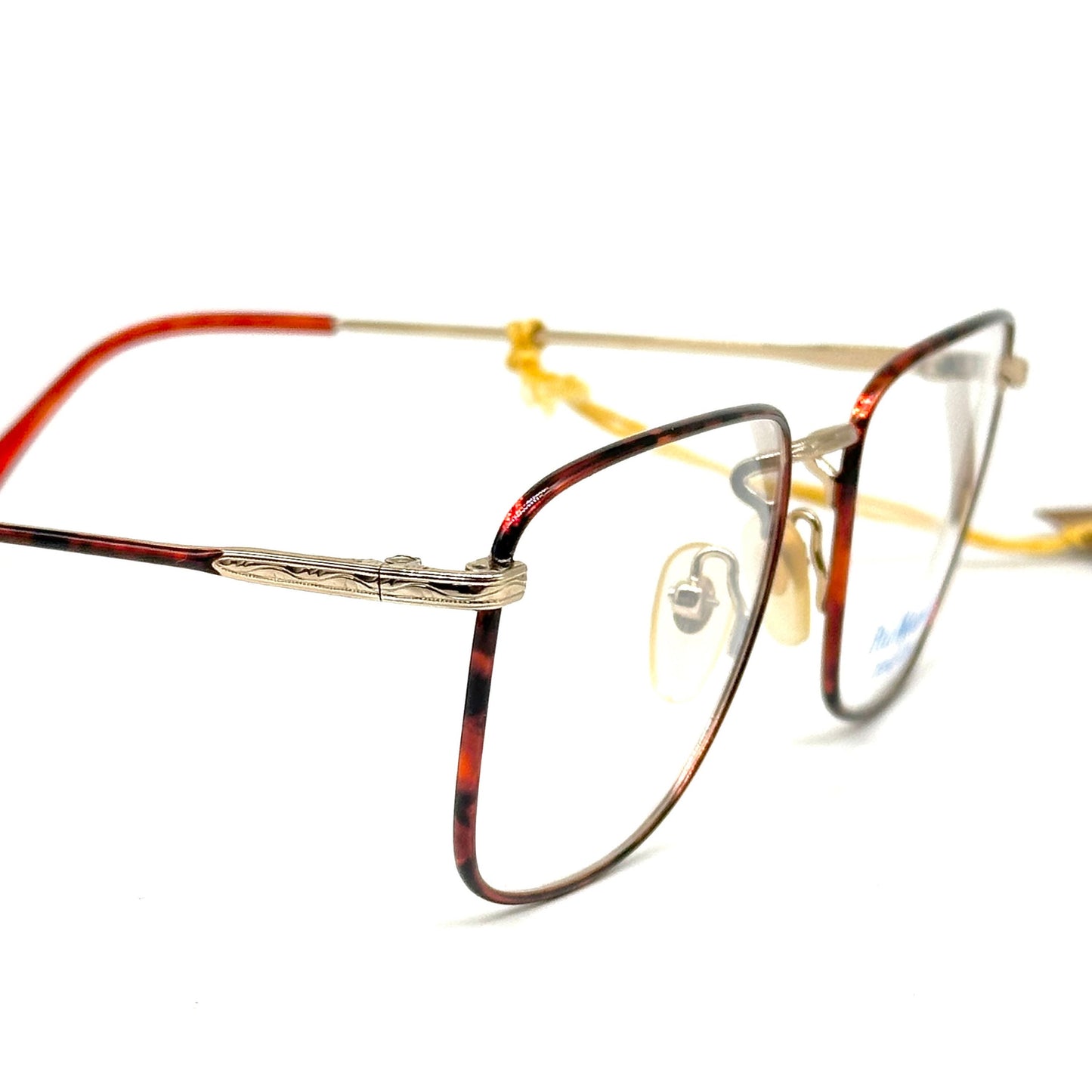Ralph Lauren Classic XV square golden metal frames w tortoise coated rims, NOS 80s Mint