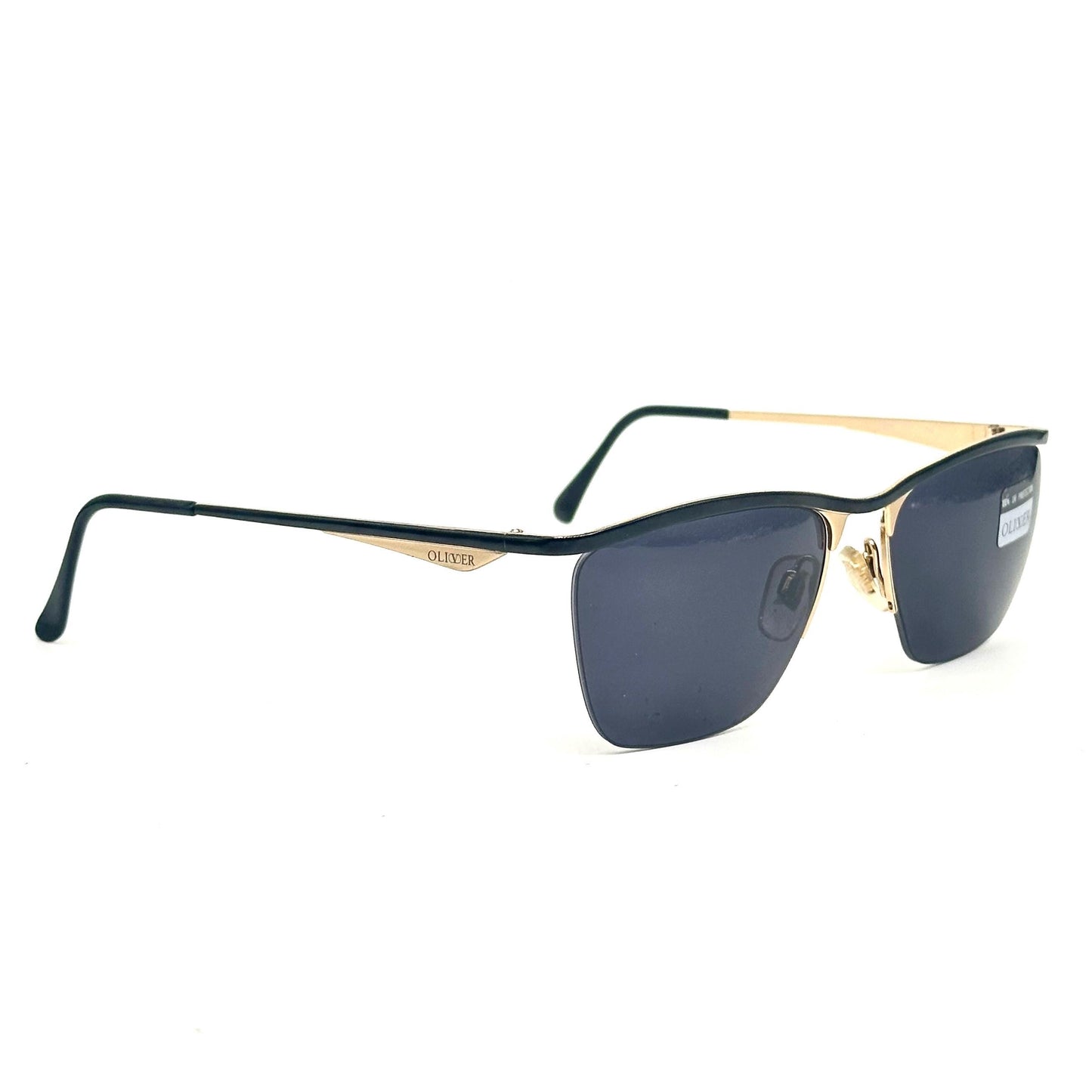 Oliver by Valentino Garavani 1816 vintage gold with black enamelled brow line and temples sunglasses NOS 80s