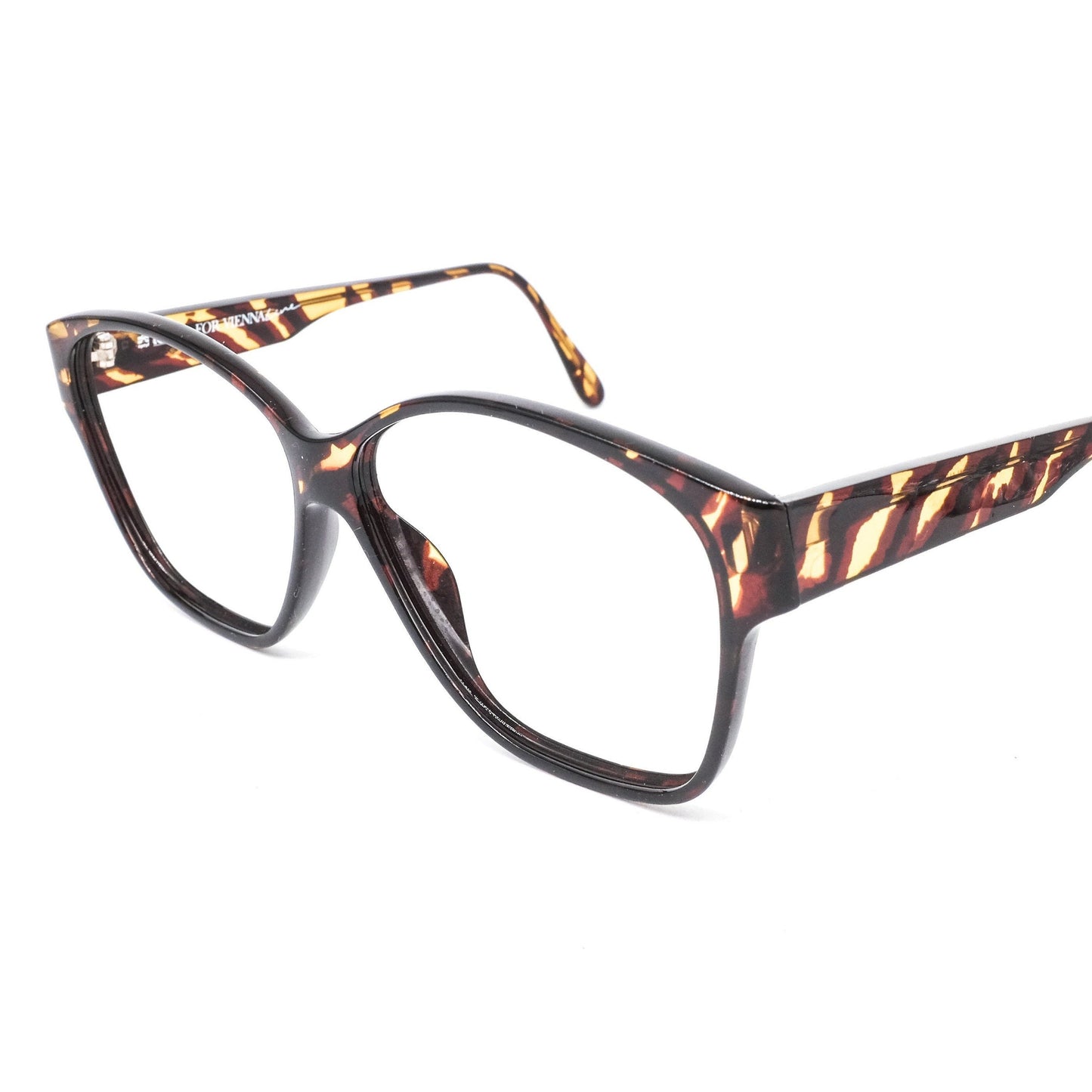 Paloma Picasso 3705 large square-ish semi amber zebra frames for glasses frames made in Austria, NOS 90s