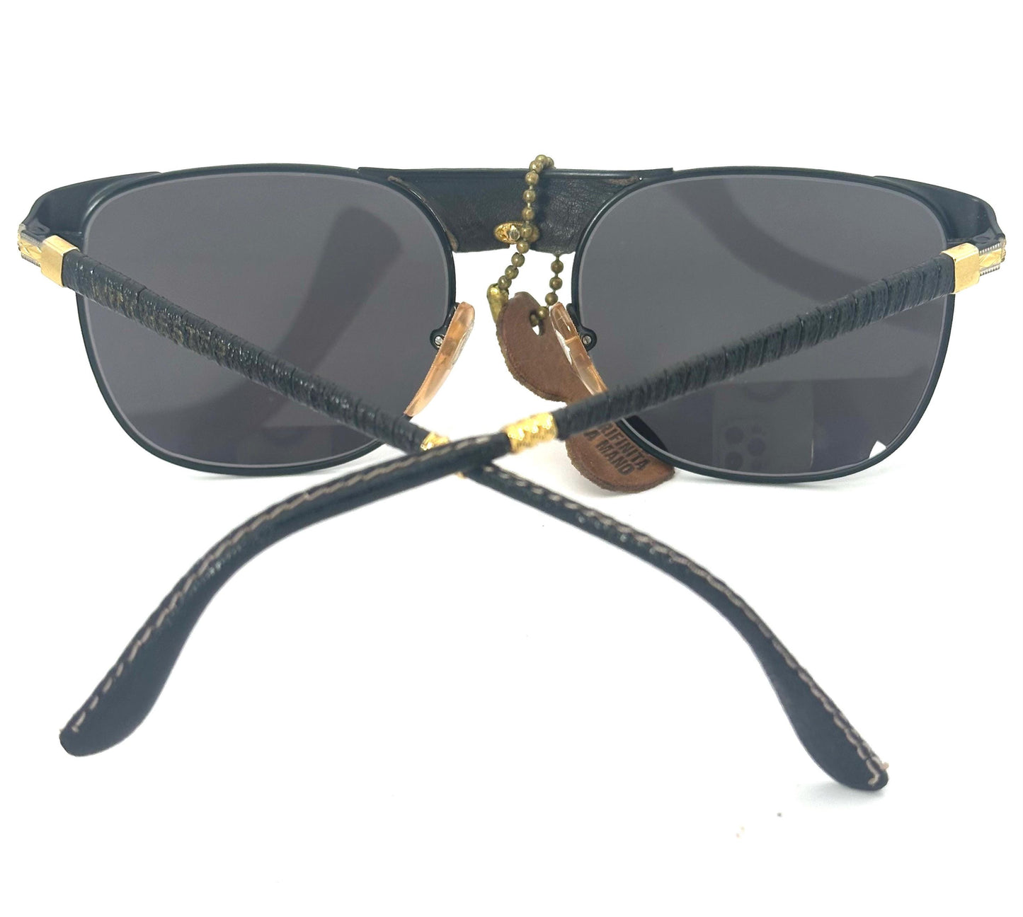 Winchester ElDorado black-gold leather coated sunglasses hand made in Italy, NOS 90s