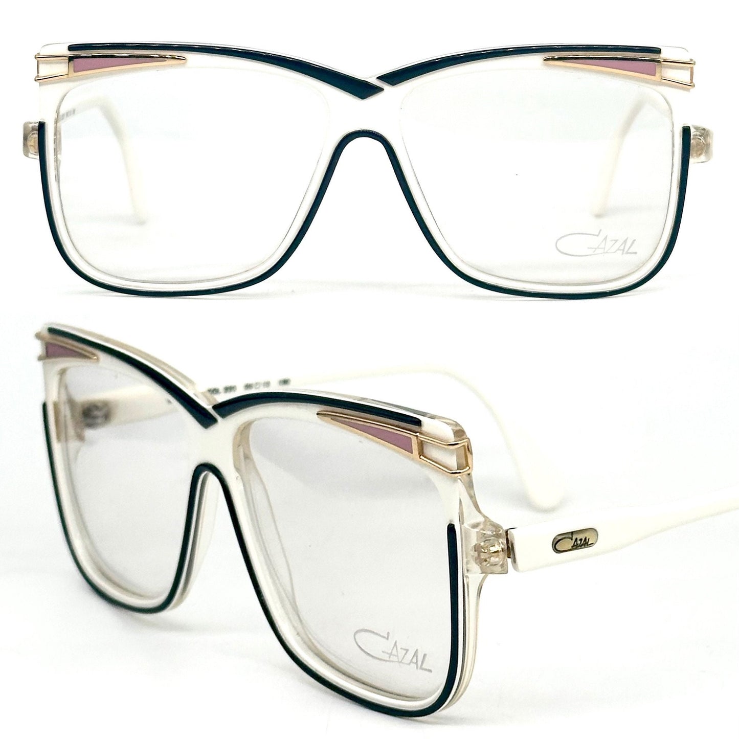 Cazal 168 square oversized eyeglasses w the iconic avant garde design, made in W Germany 80s NOs