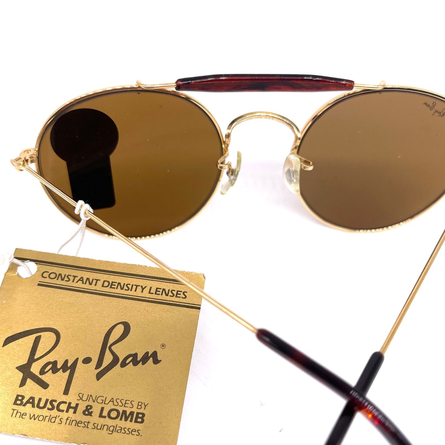 Rayban B e L round aviator outdormans occhiali da sole placcati oro NOS 90s