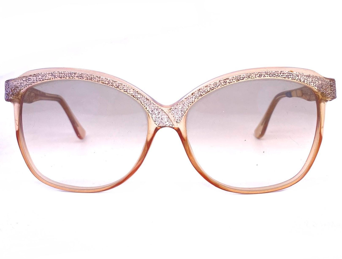 Ungaro Paris clear square oversized sunglasses w silver glitter layers, NOS 80s France