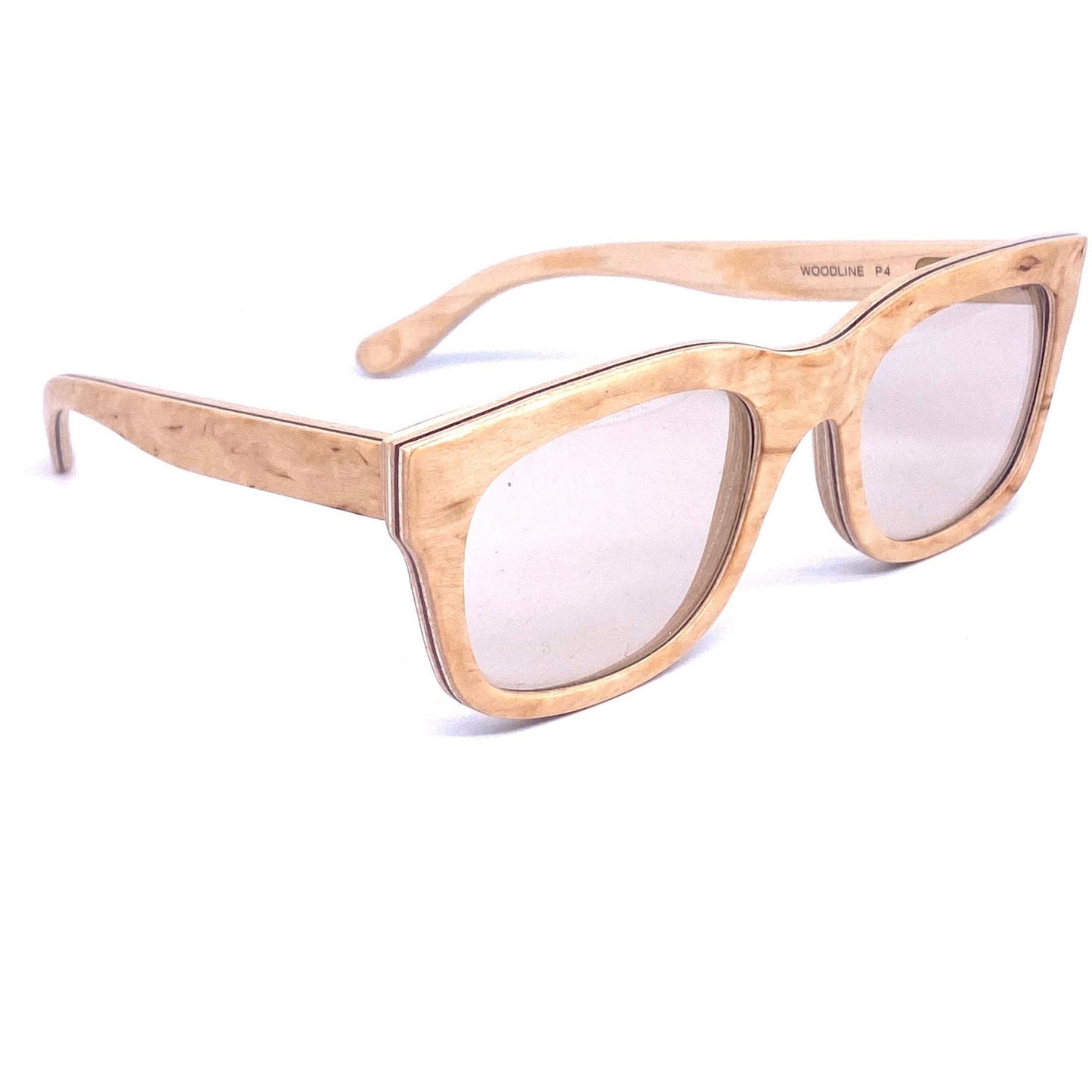 Jean Lempereur square real wood sunglasses, Woodline P5 wayfarer style, France NOS 80s