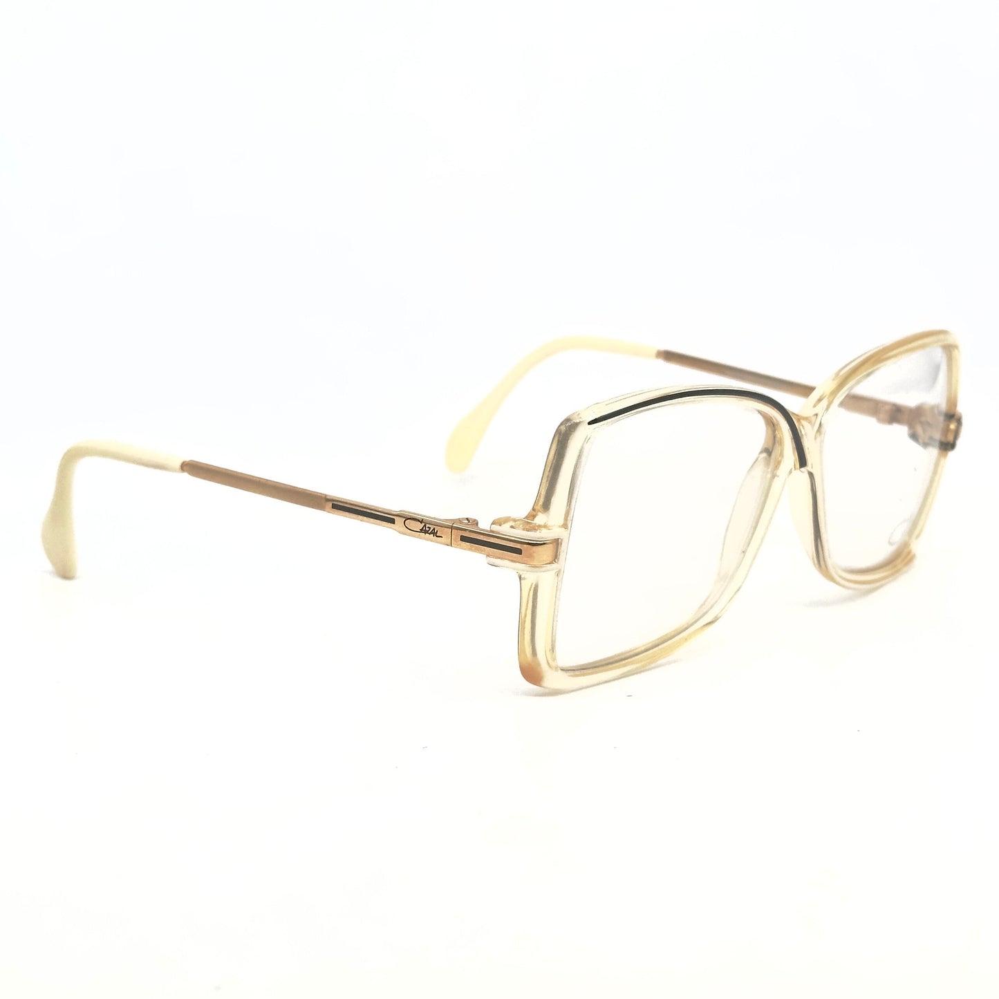 Cazal 175 square asymmetric patterned eyeglasses frames in 2 colorways, NOS 80s W Germany