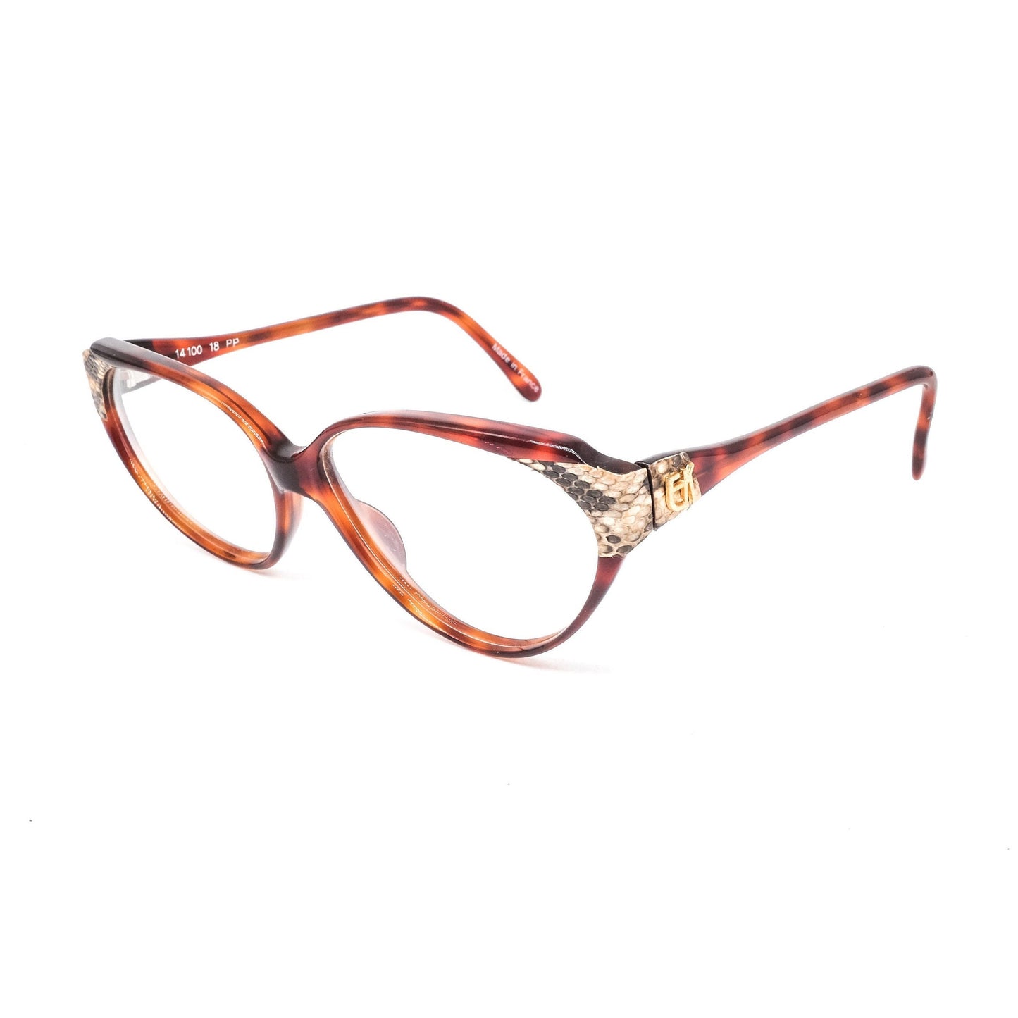 Emmanuelle Khanh 14100 tortoise cateye frames with snake inserts, hand Made in France