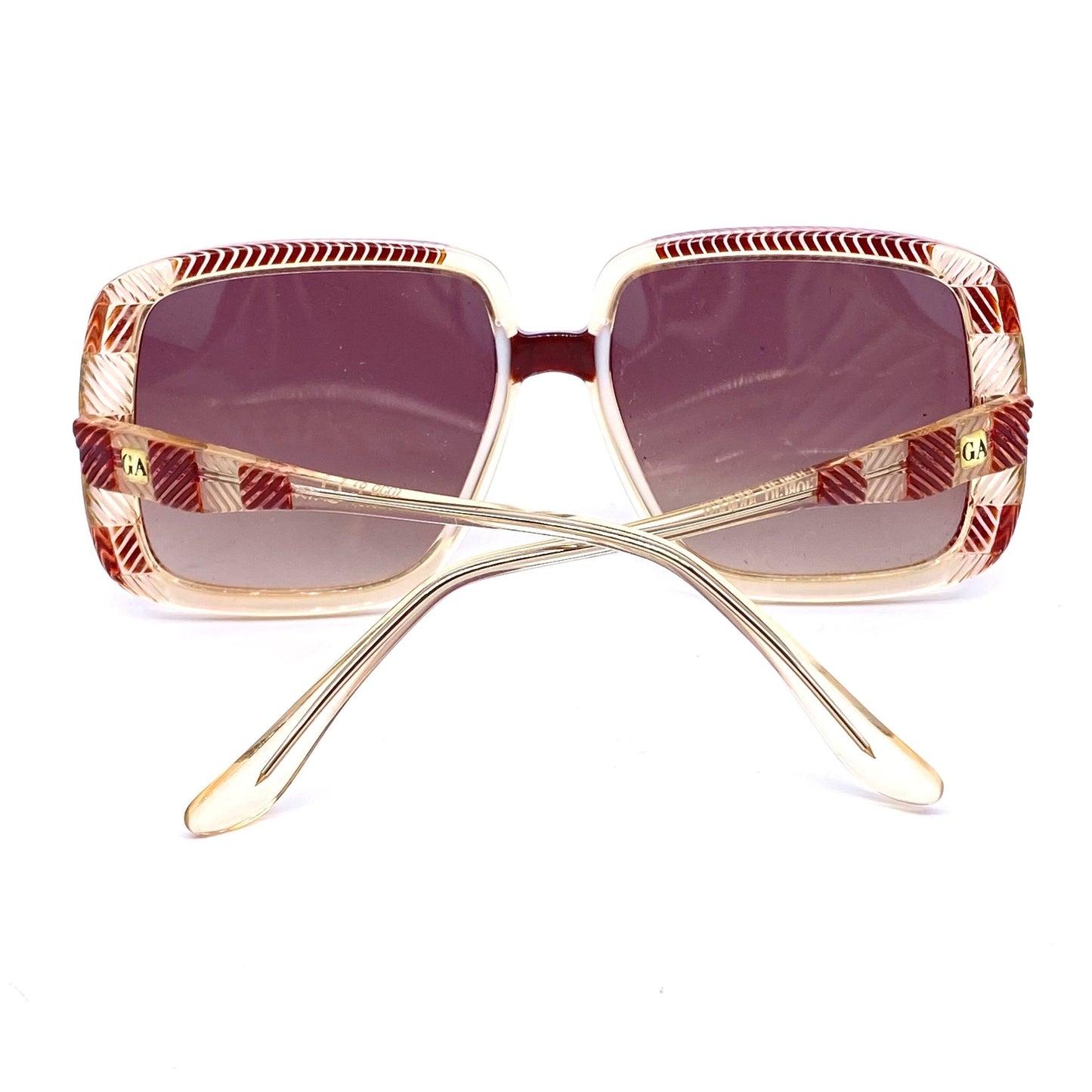 Giorgio Armani 70s rare square oversized sunglasses with carved stripes texture, rare early model