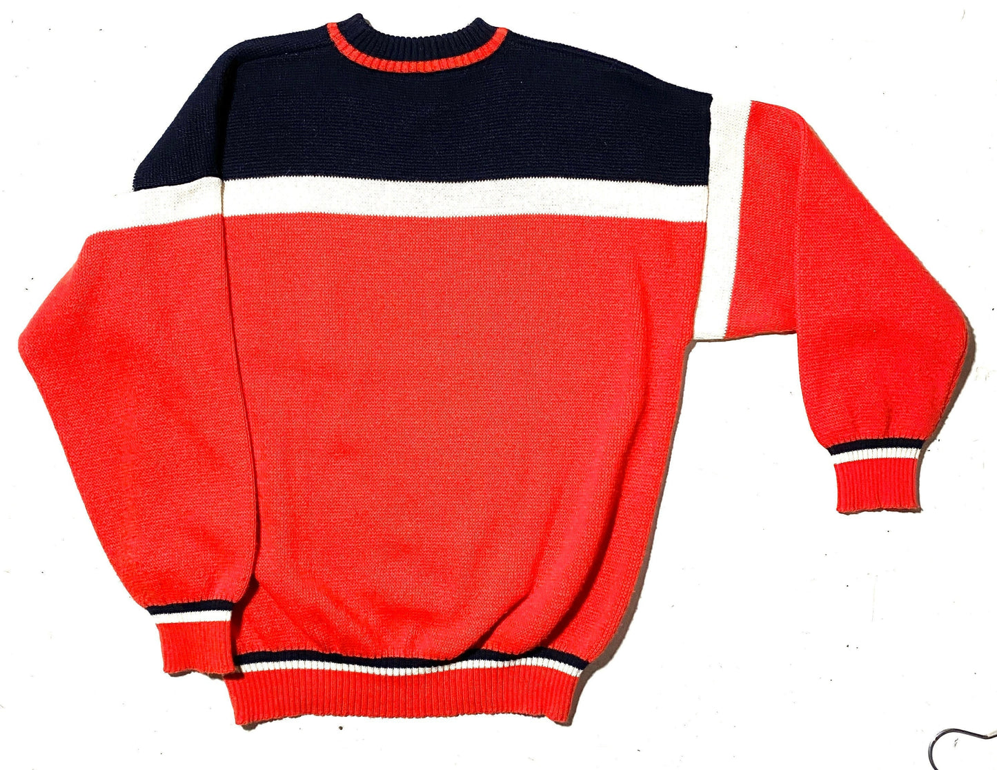 Best Company 80s preppy red/blue/white striped pure new wool sweater, great condition.