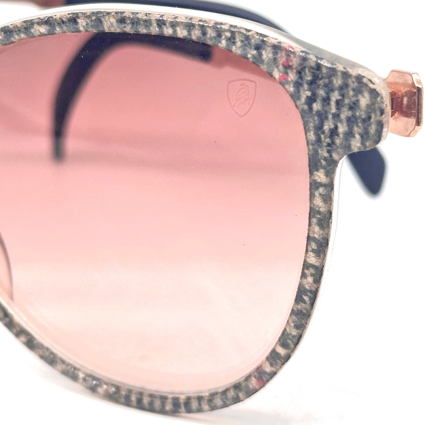 Lamborghini sunglasses TL-25 rare houndstooth fabric inlaid shades, 2 colorways 70s NOS