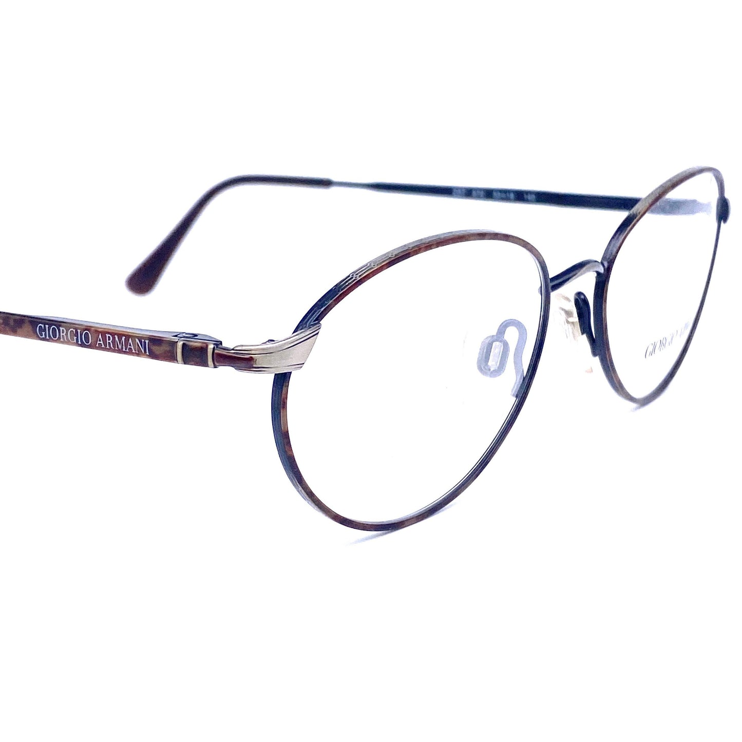 Giorgio Armani 237 minimalist oval tortoise gunmetal frames, NOS 80s Italy