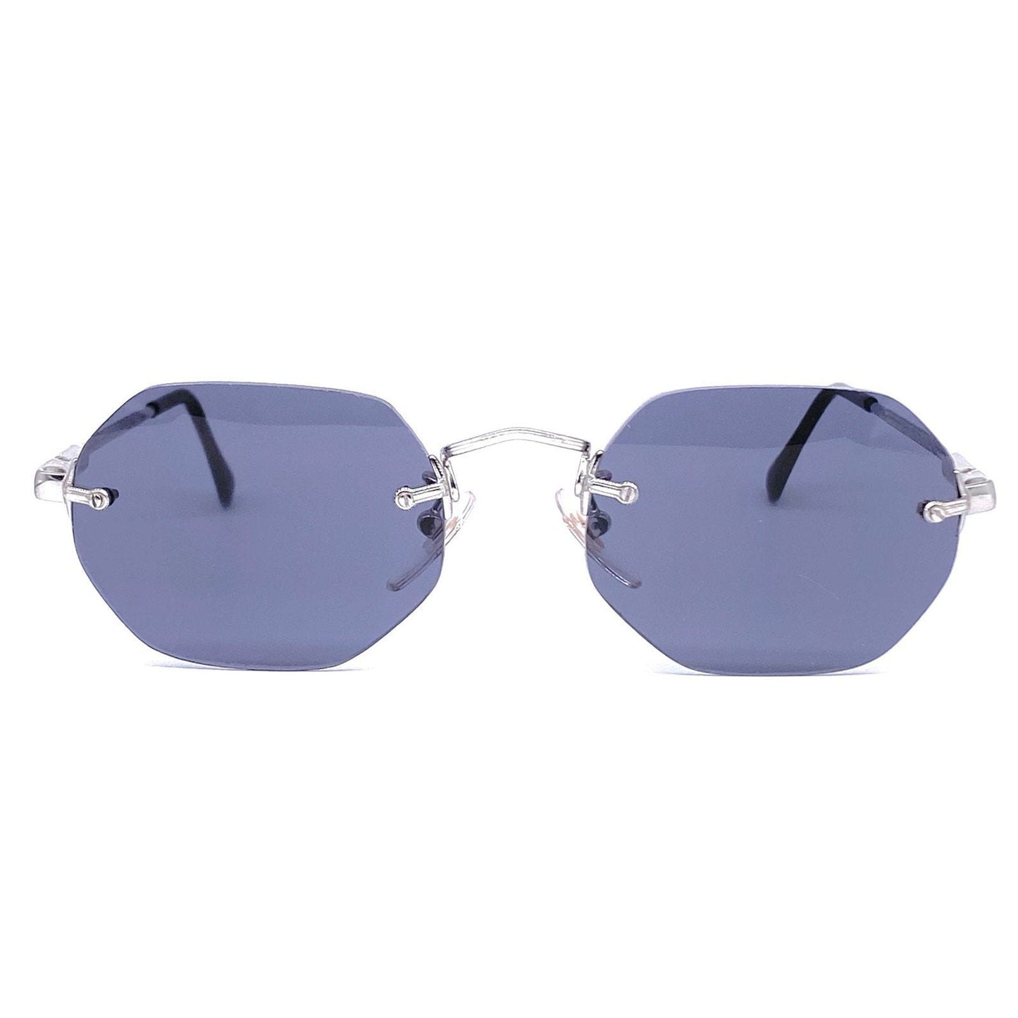 Sferoflex retro silver metal rimless deco style sunglasses 1980s NOs Italy