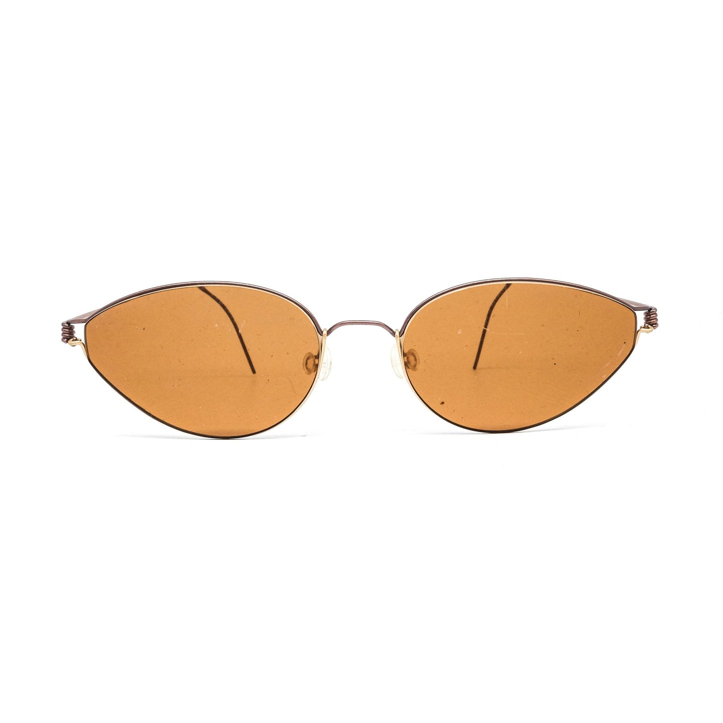 Lindberg minimalist ultra light cateye sunglasses w brown antiglare lenses. 80s Denmark NOS