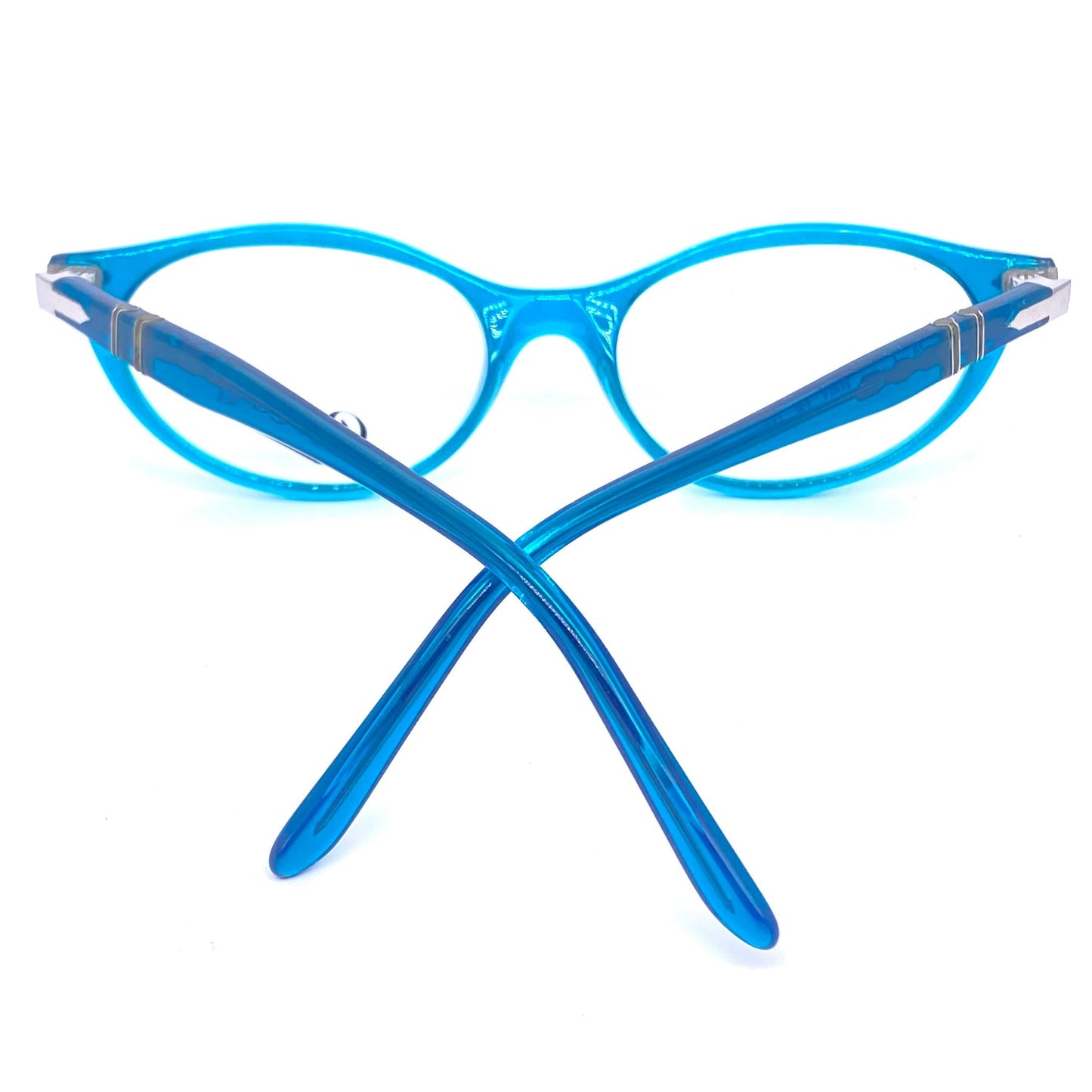 Persol 2518-V blue/green cateye eyeglasses frames hand made in Italy, NOS 90s