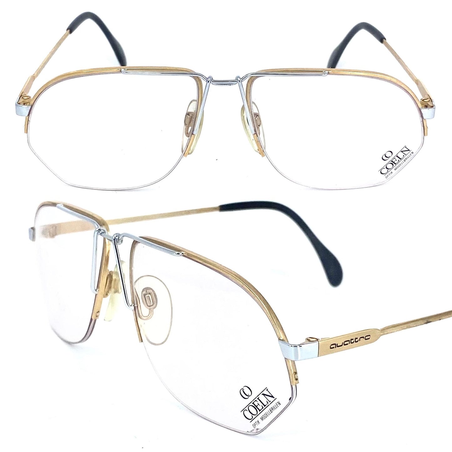 Coeln Quattro Audi luxury golden-silver metal aviator frames made in W.Germany, NOS 80s