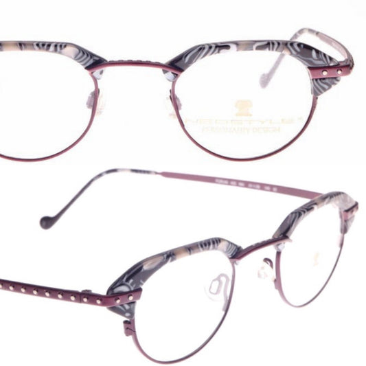 Neostyle Forum p3 modernist glasses w purple titan & Black pearl white brows, NOS 90s Germany