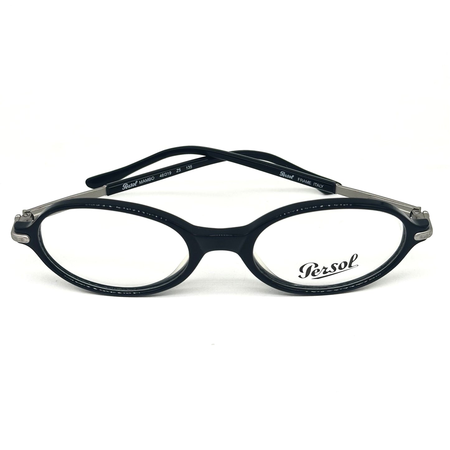 Persol Mambo cool black acetate oval eyeglasses frames hand made in Italy, 90s NoS