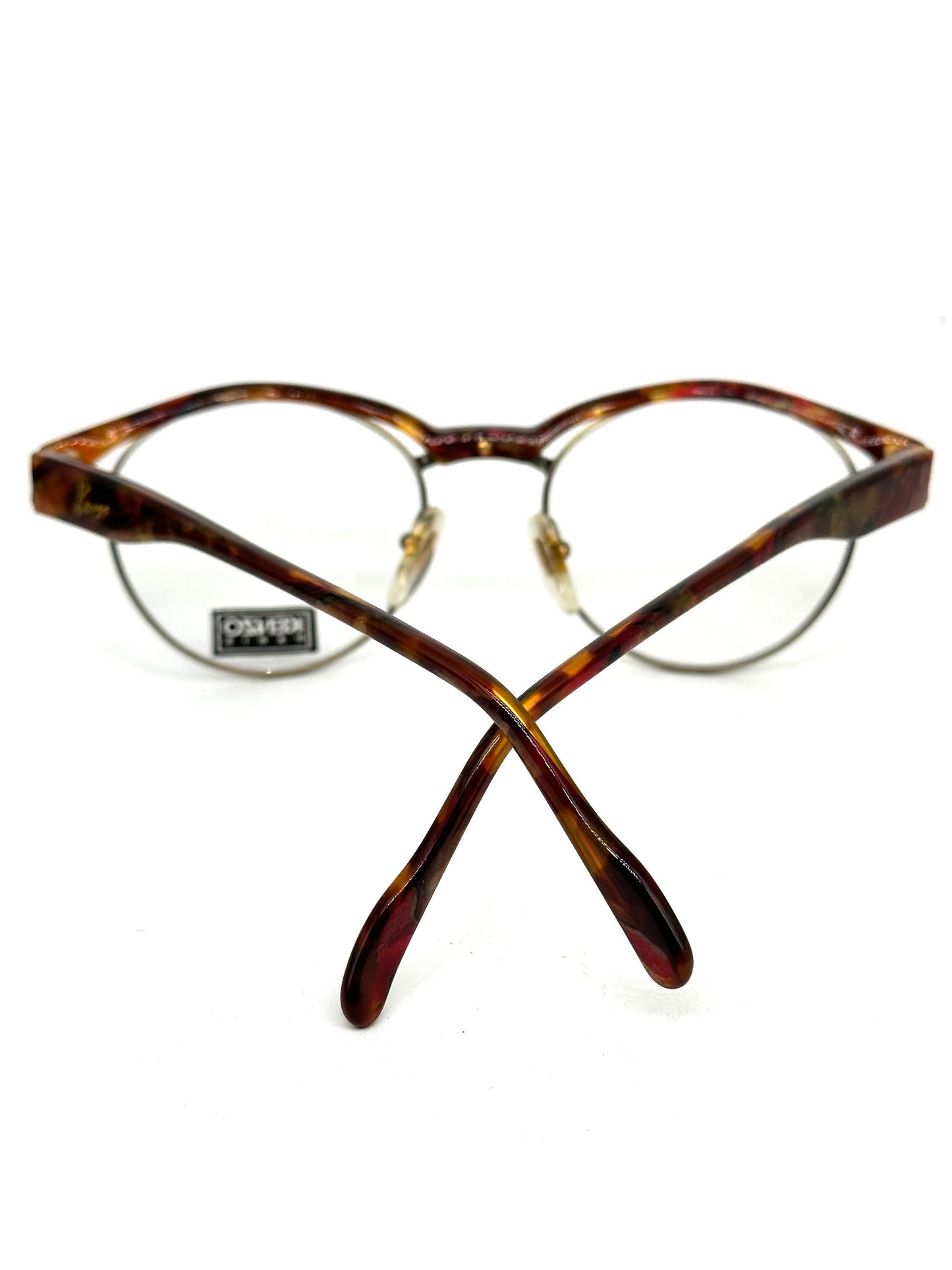 Kenzo Reggae K61 avant-garde pantos frames w cutoff details on the colorful cello browline, 80s NoS France