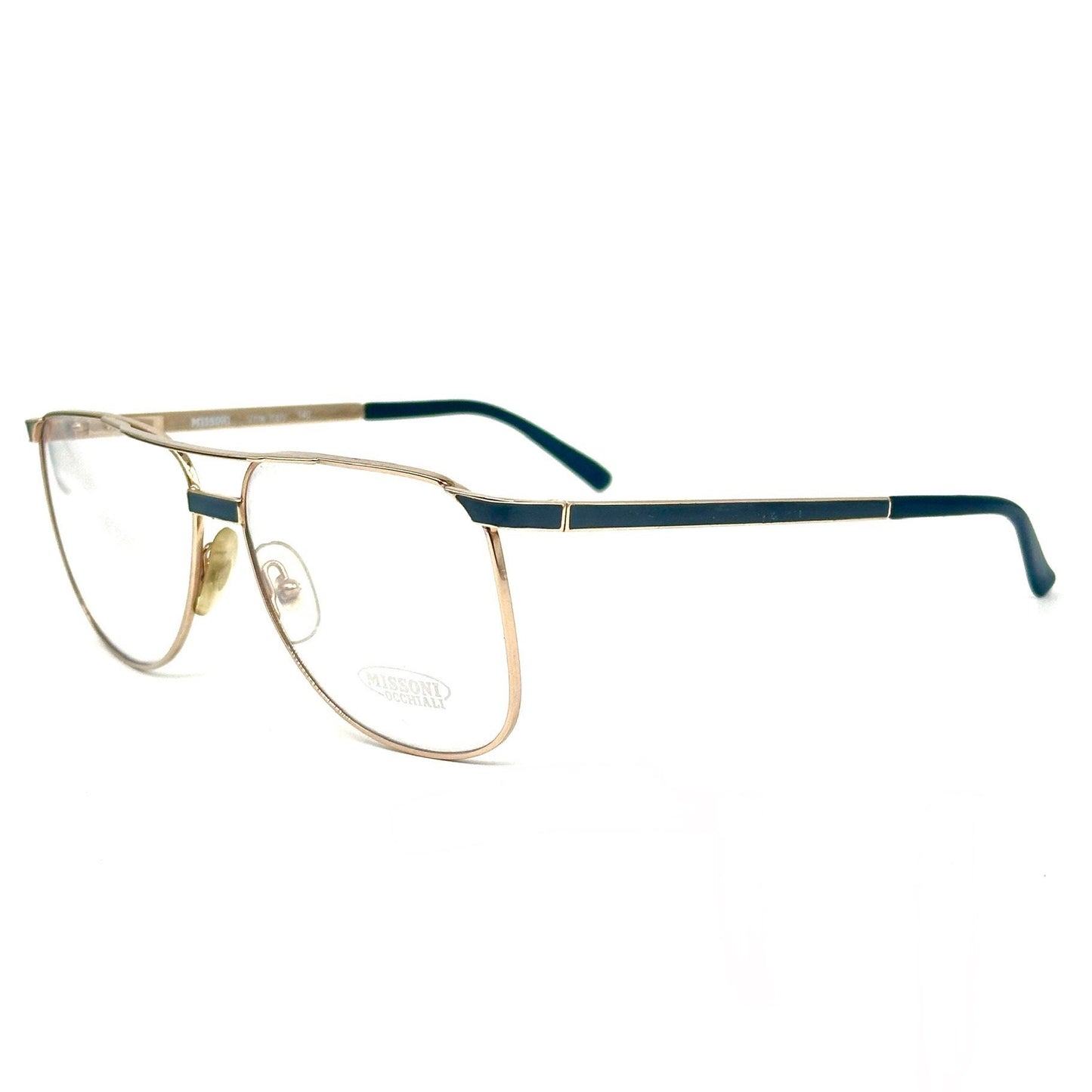 Missoni M405 gold square aviator eyeglasses made in Italy, 90s NoS