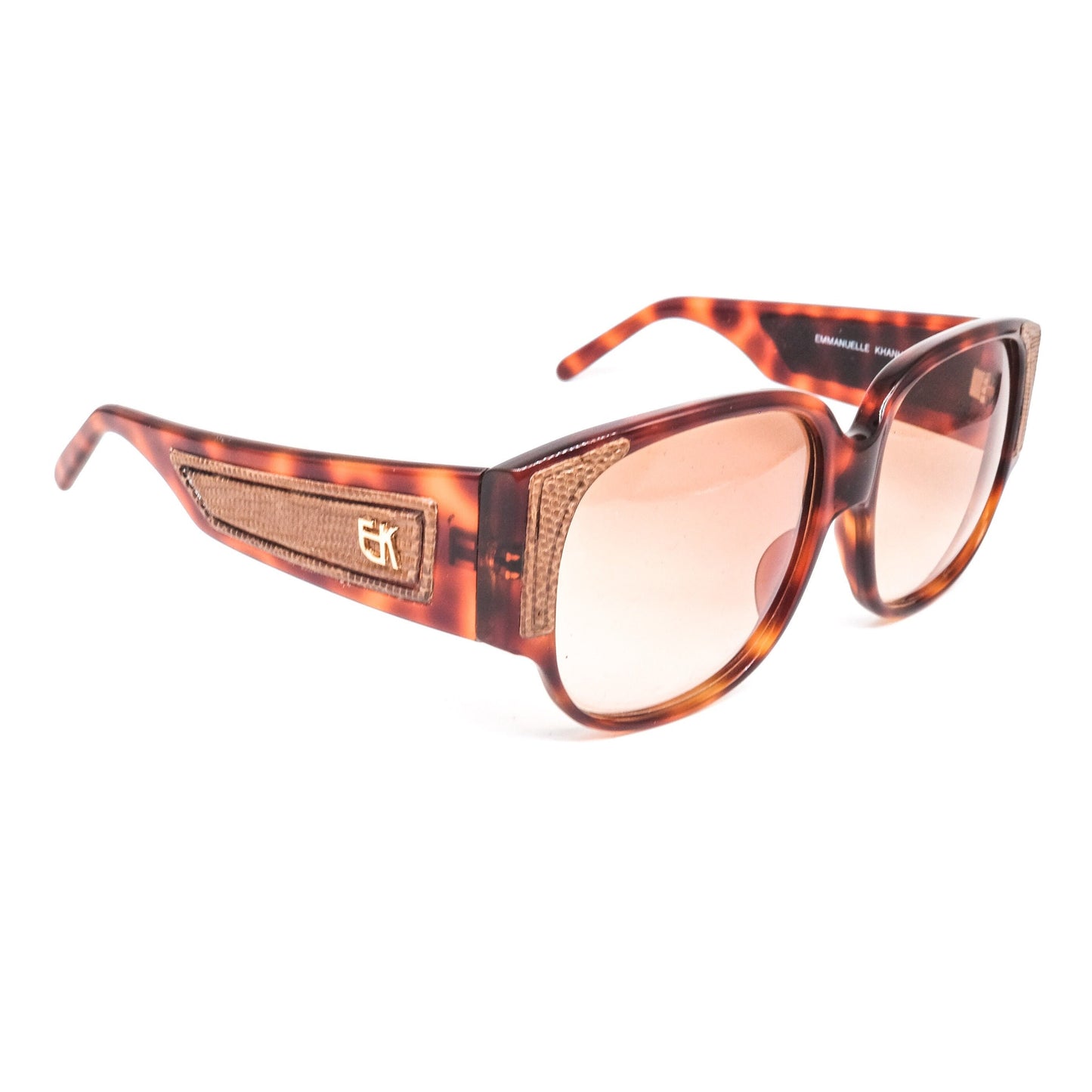 Emmanuelle Khanh 8880 18 vintage artistic oversized sunglasses in brown cellulose acetate Made in France with leather temples. NOS