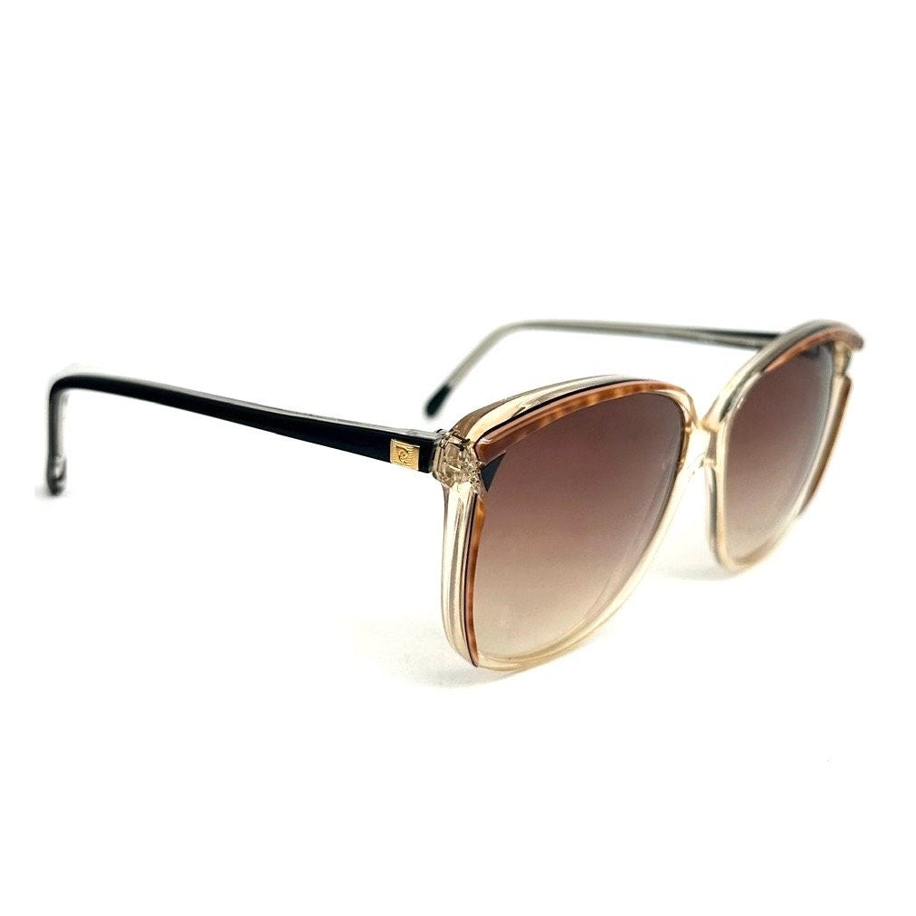 Pierre Cardin oversized square sunglasses in clear/tortoise acetate w rhinestone details, NOS 80s