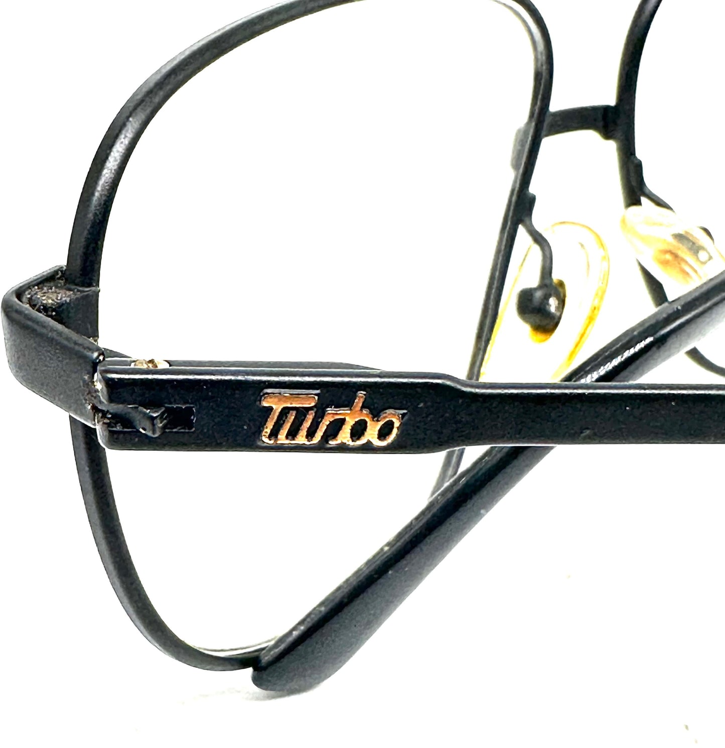 Sferoflex Turbo 679 matte black aviator eyeglasses frames with golden dbl bridge and embossed branding, NoS 80s