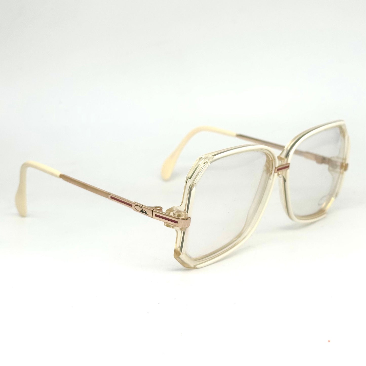 Cazal 167 square oversized eyeglasses frames in clear/white acetate, NoS 80s W Germany