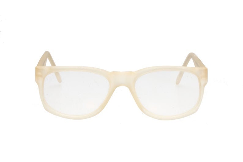 Michel Klein square frosted glasses frames in blue or clear colors, NOS 1980s hand Made in France