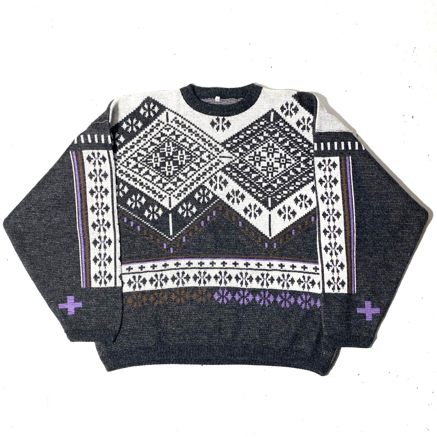 Oxbow 90s grey/white geometrical allover snowboarder sweater, new old stock, size M, S