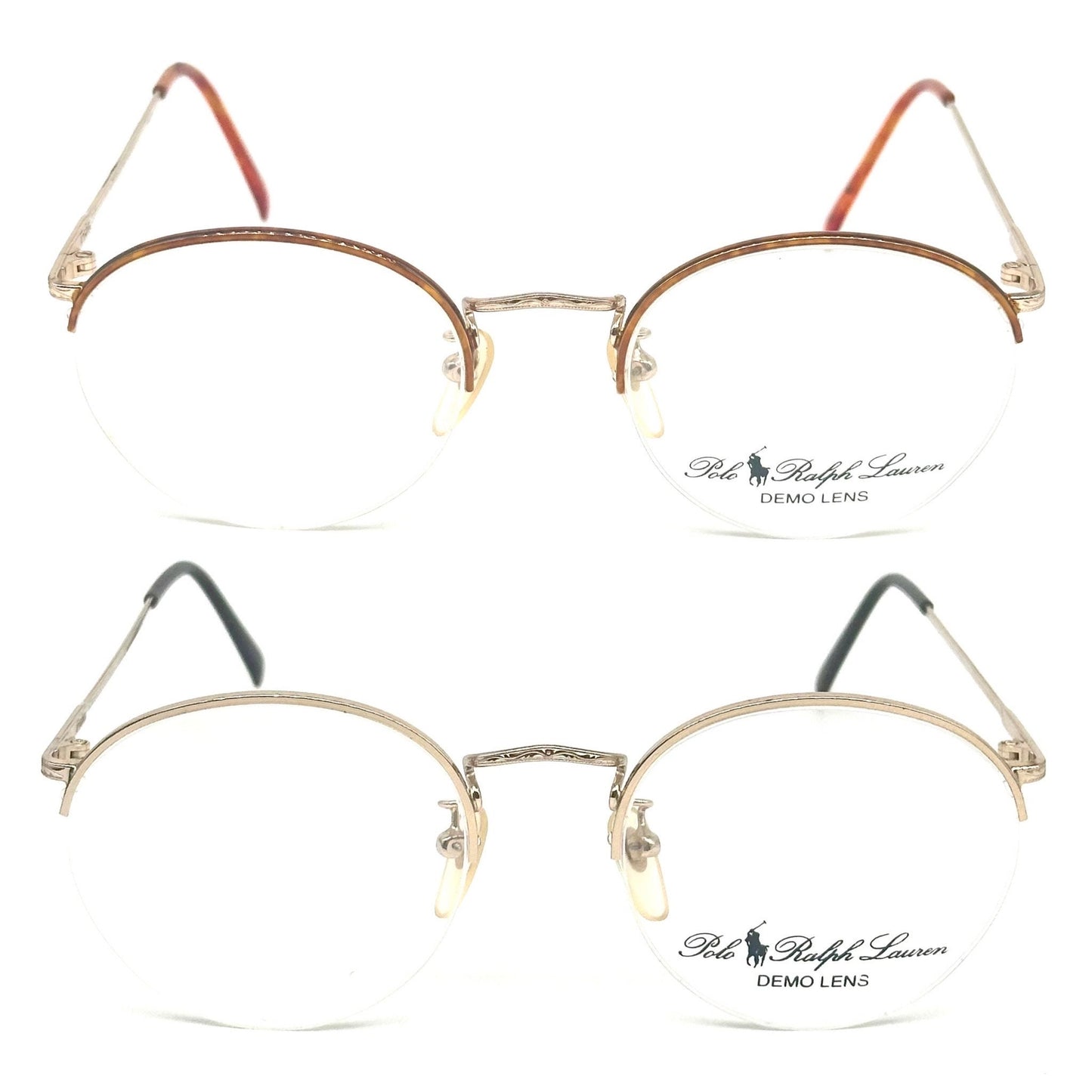 Ralph Lauren Polo Classic XX old school pantos eyeglasses frames w half rimmed mount, NOS 80s Italy