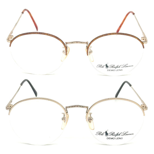 Ralph Lauren Polo Classic XX old school pantos eyeglasses frames w half rimmed mount, NOS 80s Italy