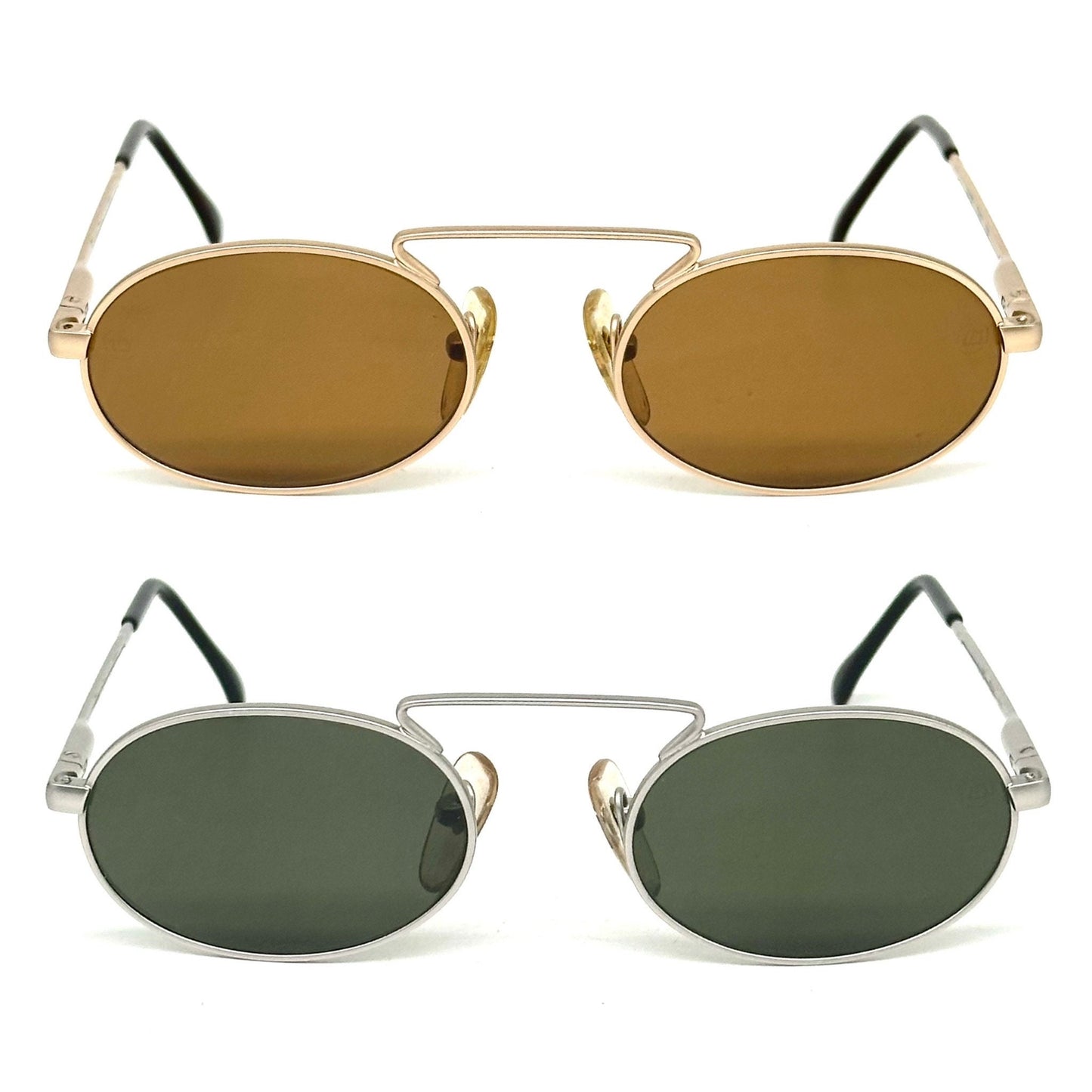 Sferoflex 985 oval metal sunglasses w retro high bridge and crystal lenses, hand made in Italy in the 80s