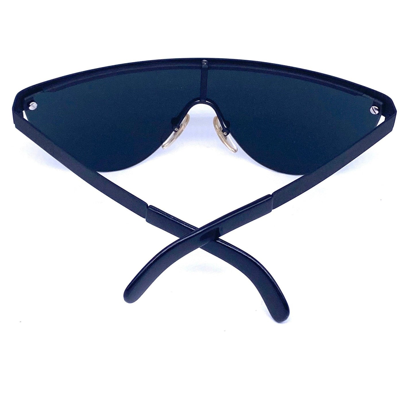 Gianfranco Ferre GFF27 Matt black shield sunglasses 90s Italy NOS