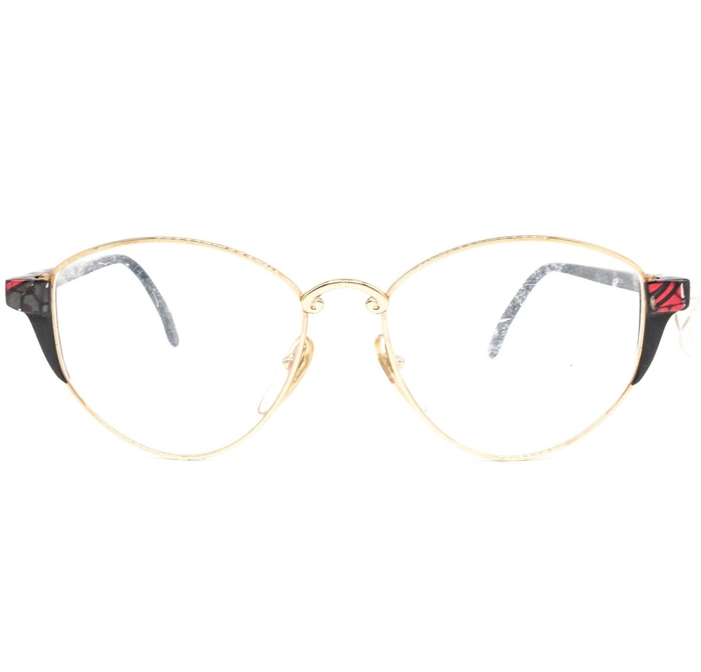 Gian Marco Venturi 021 cateye eyeglasses frames with golden rim and black multicoloured temples made in Italy, NOS 1990s