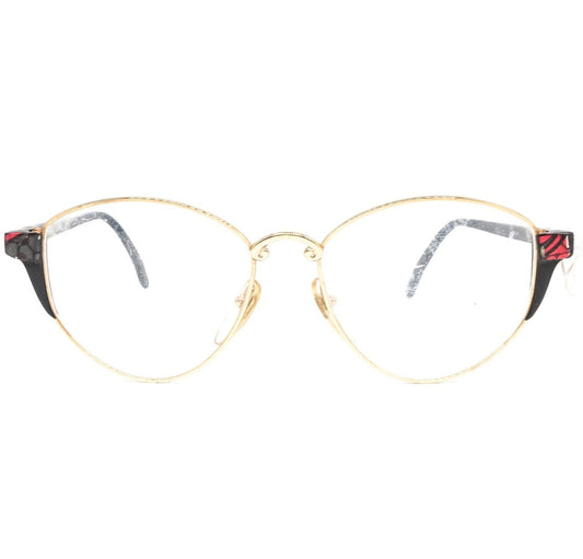 Gian Marco Venturi 021 cateye eyeglasses frames with golden rim and black multicoloured temples made in Italy, NOS 1990s