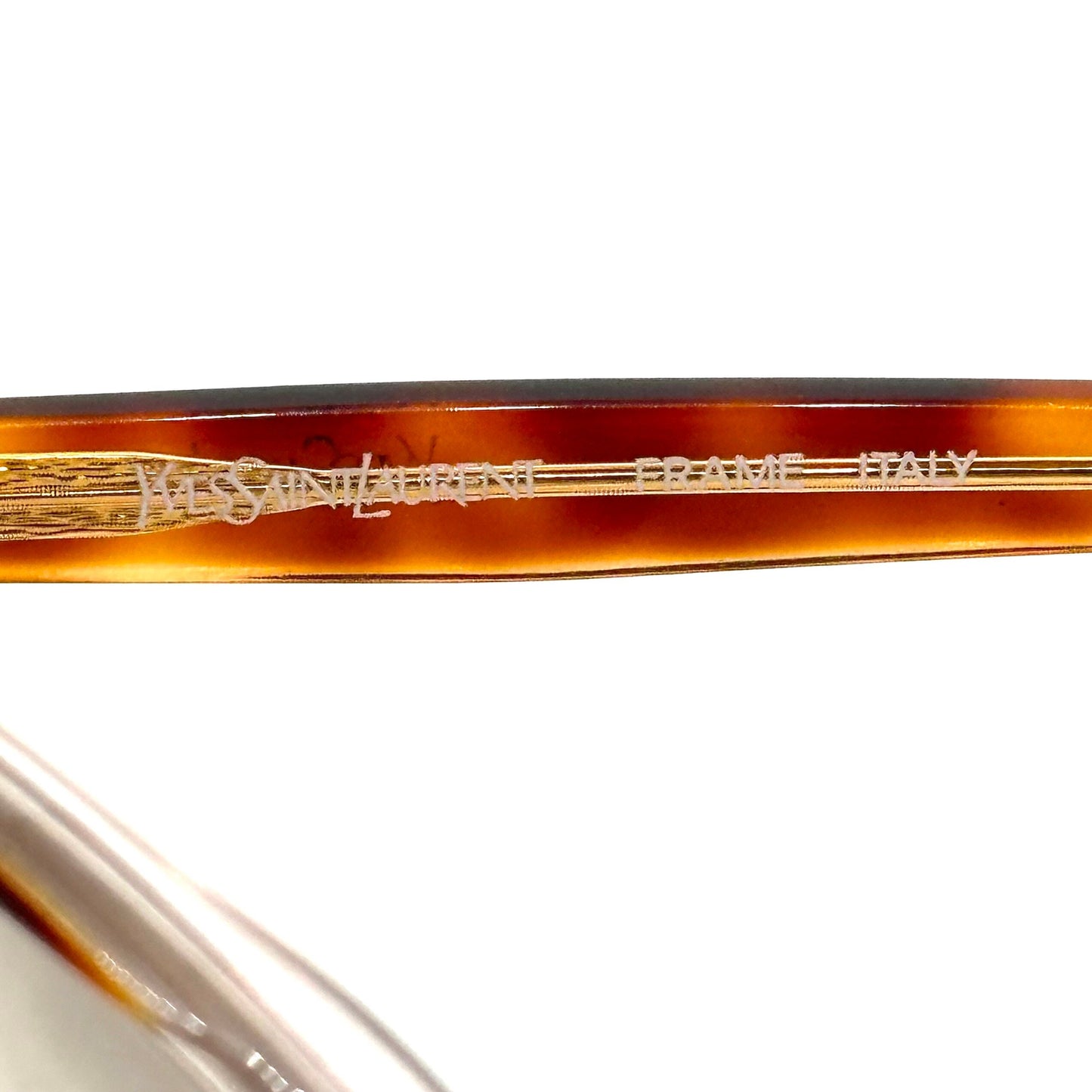 Yves Saint Laurent 5005 brown tortoise acetate cateye eyeglasses with gold details and rhinestones YSL NoS