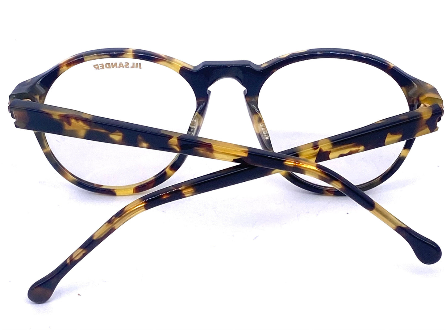 Jil Sander Demi amber round keyhole eyeglasses frames made in Germany. 80s NOS