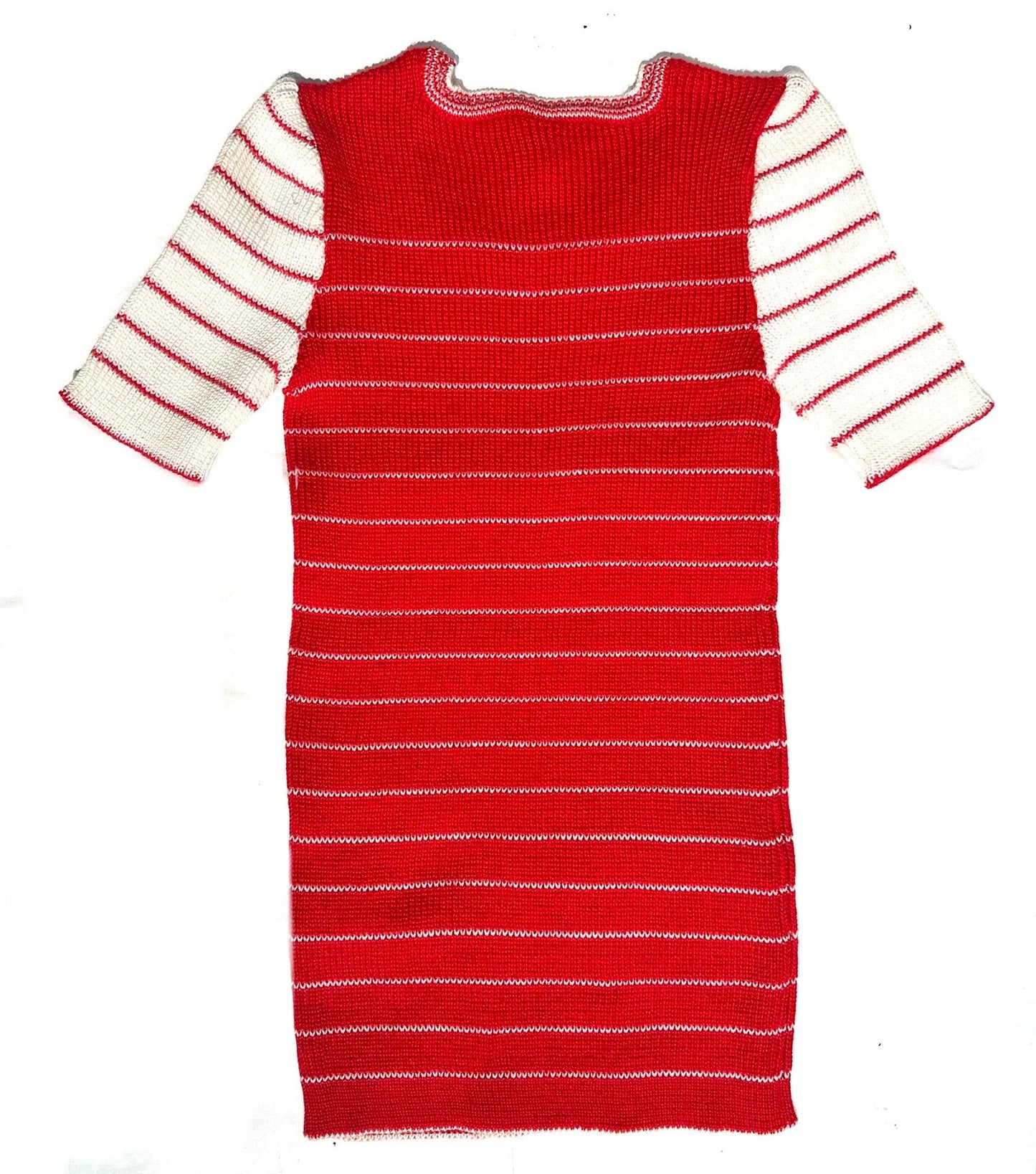 MmaBéne 1970s preppy red/white striped wool knit short sleeved ladies jumper, BNWT